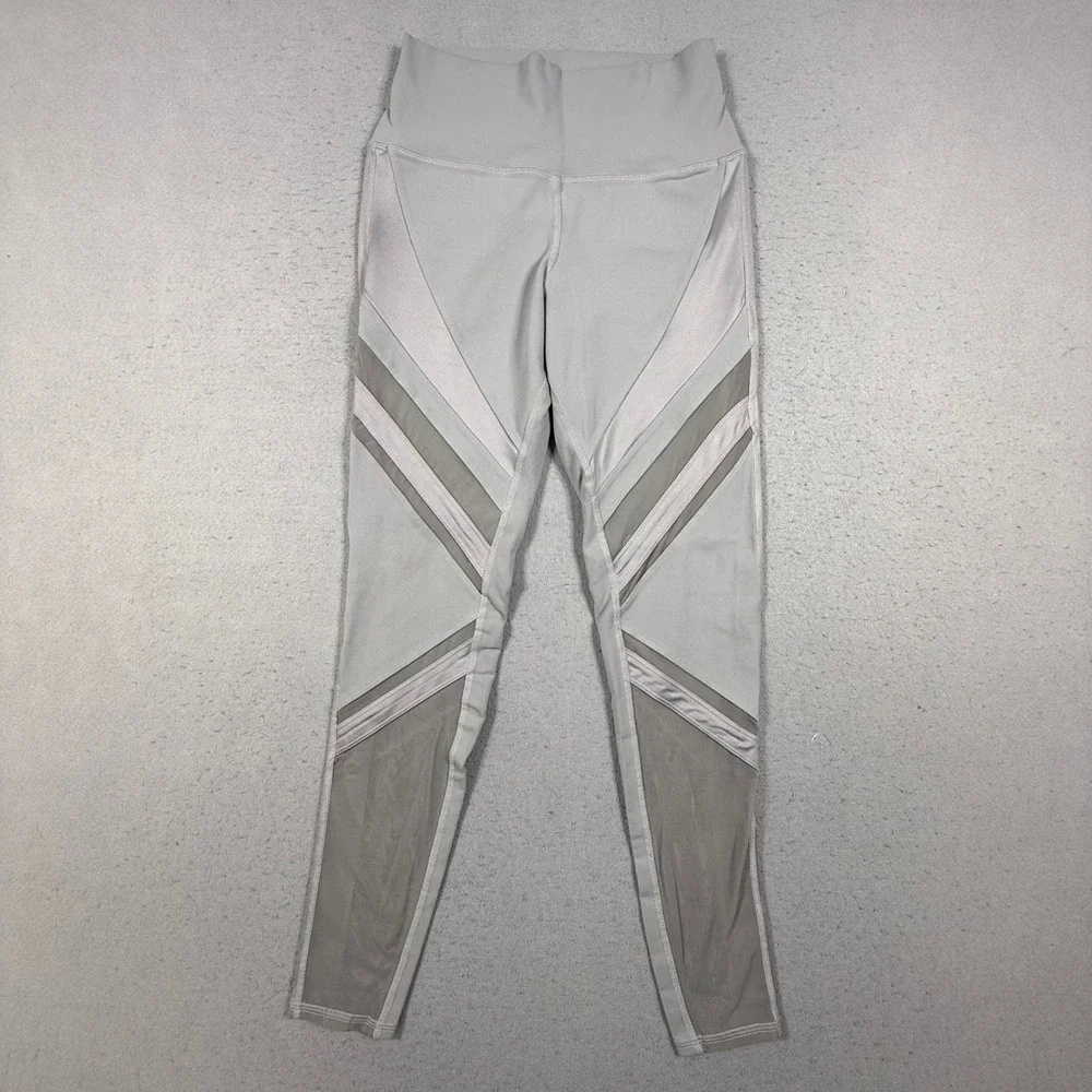 Alo Yoga Womens Gray High Waisted Mesh Panel Athletic Leggings Size M